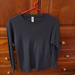 NWT navy blue ribbed waffle long sleeve top